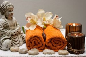 The aromatherapy massage uses essential oils to stimulate the body