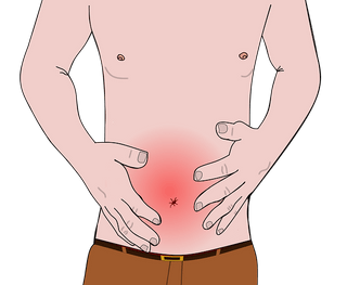 illustration of stomach pain (Essential Oil for Stomach Bug)
