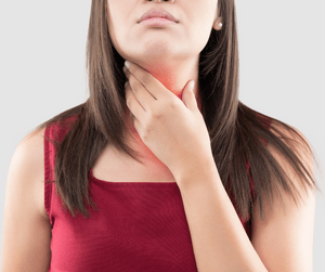 woman touching lymph glands