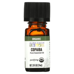 Aura Cacia, Pure Essential Oil, Organic Copaiba, 0.25 fl oz (7.4 ml)